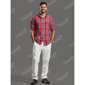 Carhartt Relaxed Fit Short Sleeve Button Up Shirt Men's XL Red Plaid